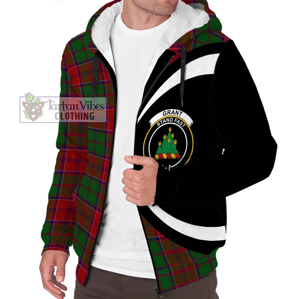 Grant Tartan Sherpa Hoodie with Family Crest Circle Style Unisex S - Tartan Vibes Clothing