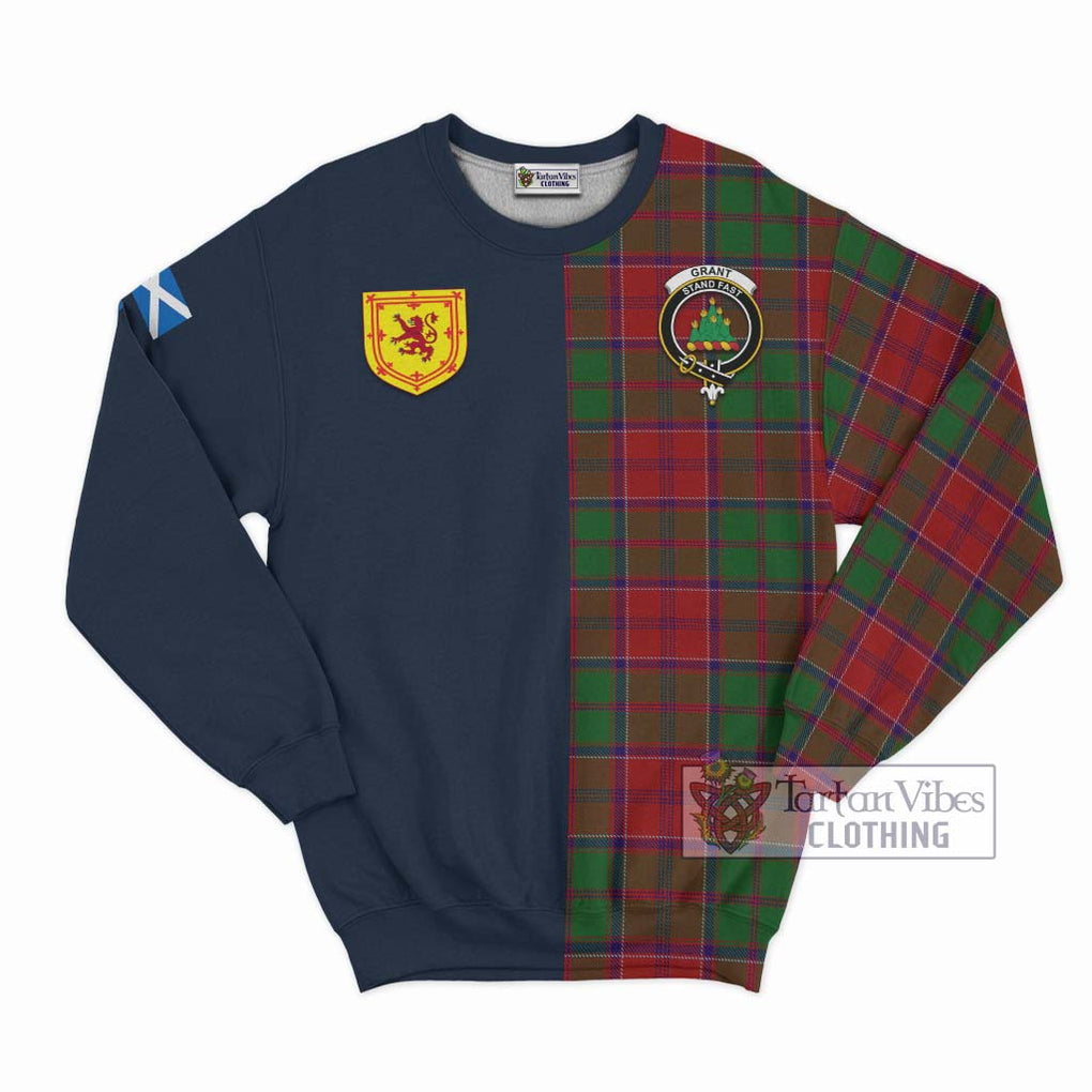 Tartan Vibes Clothing Grant Tartan Sweatshirt with Scottish Lion Royal Arm Half Style