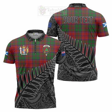 Grant Crest Tartan Zipper Polo Shirt with New Zealand Silver Fern Half Style