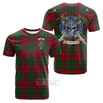 Grant Tartan Cotton T-shirt with Family Crest Celtic Skull Style