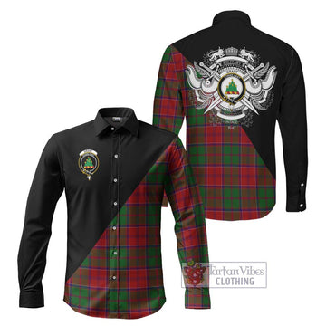 Grant Tartan Long Sleeve Button Shirt with Family Crest and Military Logo Style