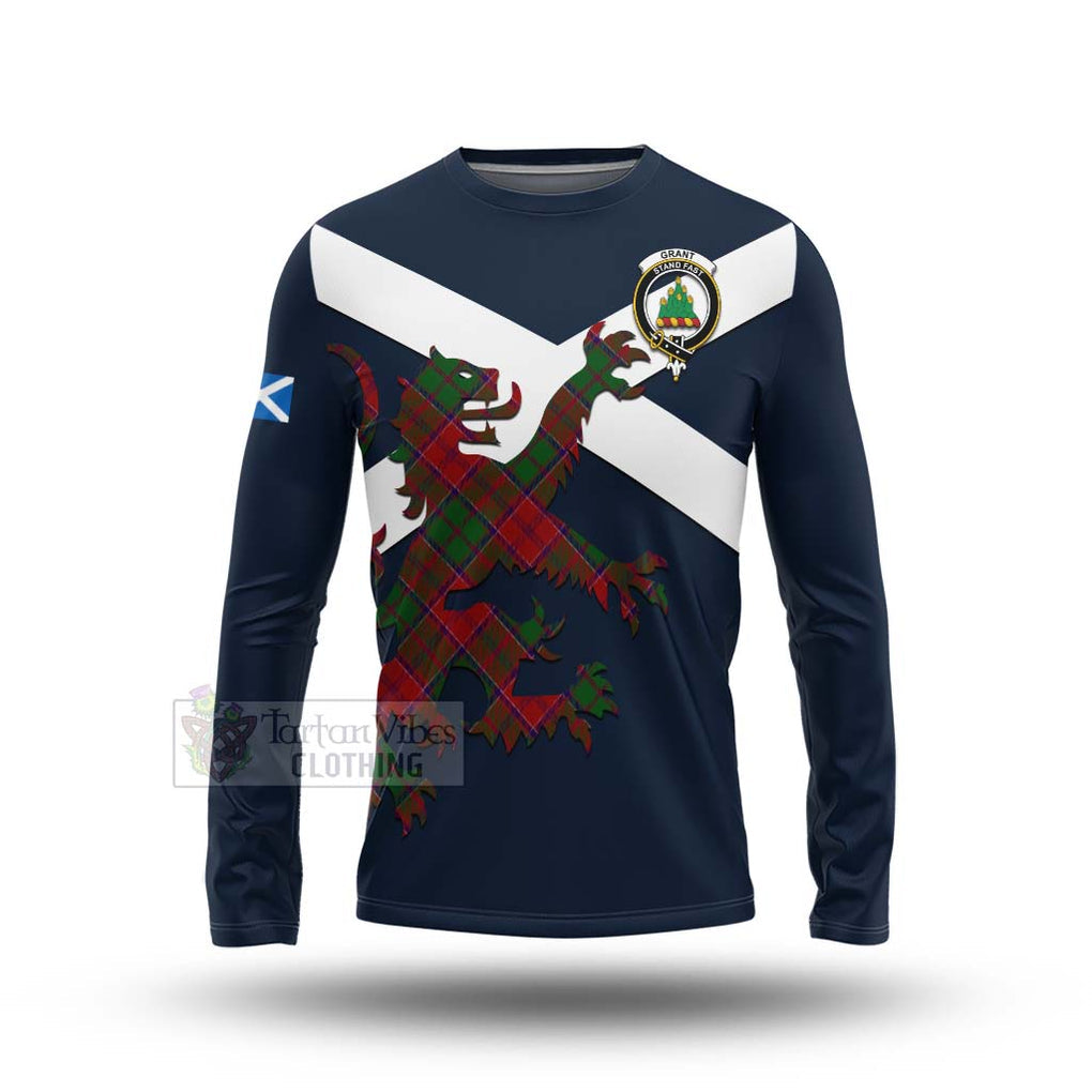 Tartan Vibes Clothing Grant Tartan Lion Rampant Long Sleeve T-Shirt – Proudly Display Your Heritage with Alba Gu Brath and Clan Name