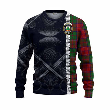 Grant Tartan Knitted Sweater with Family Crest Cross Sword Thistle Celtic Vibes