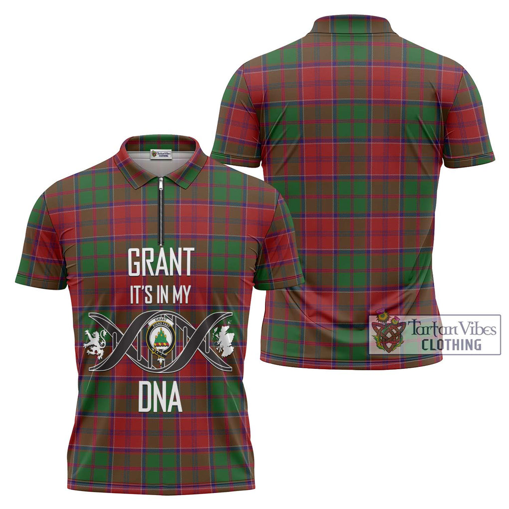 Grant Tartan Zipper Polo Shirt with Family Crest DNA In Me Style Unisex - Tartanvibesclothing Shop