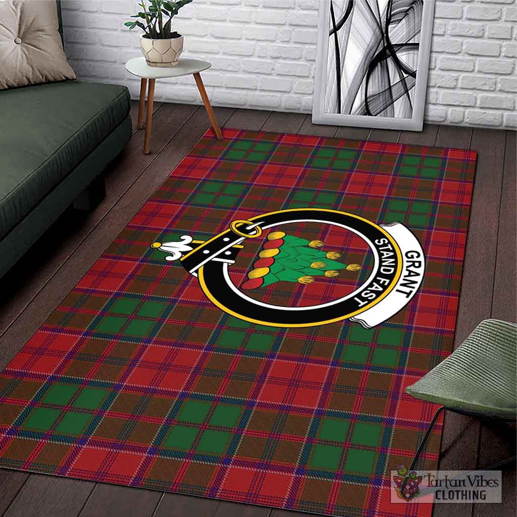 Tartan Vibes Clothing Grant Tartan Area Rug with Family Crest