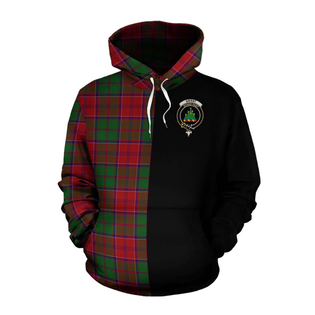 Tartan Vibes Clothing Grant Tartan Cotton Hoodie with Family Crest and Half Of Me Style