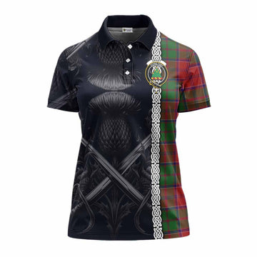 Grant Tartan Women's Polo Shirt with Family Crest Cross Sword Thistle Celtic Vibes