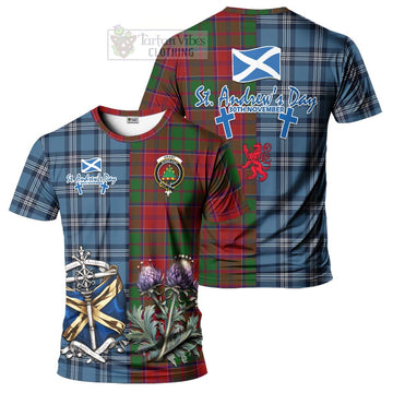 Grant Tartan T-Shirt Happy St. Andrew's Day Half Tartan Style