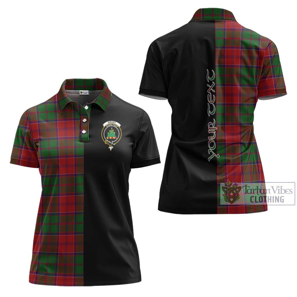 Grant Tartan Women's Polo Shirt with Family Crest and Half Of Me Style Women - Tartanvibesclothing Shop