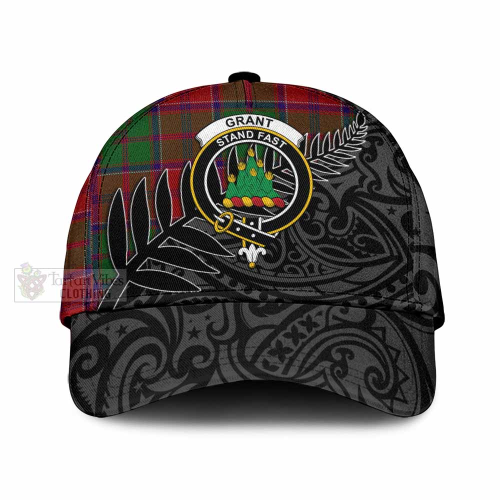 Tartan Vibes Clothing Grant Tartan Classic Cap with New Zealand Silver Fern Half Style