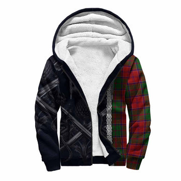 Grant Tartan Sherpa Hoodie with Family Crest Cross Sword Thistle Celtic Vibes