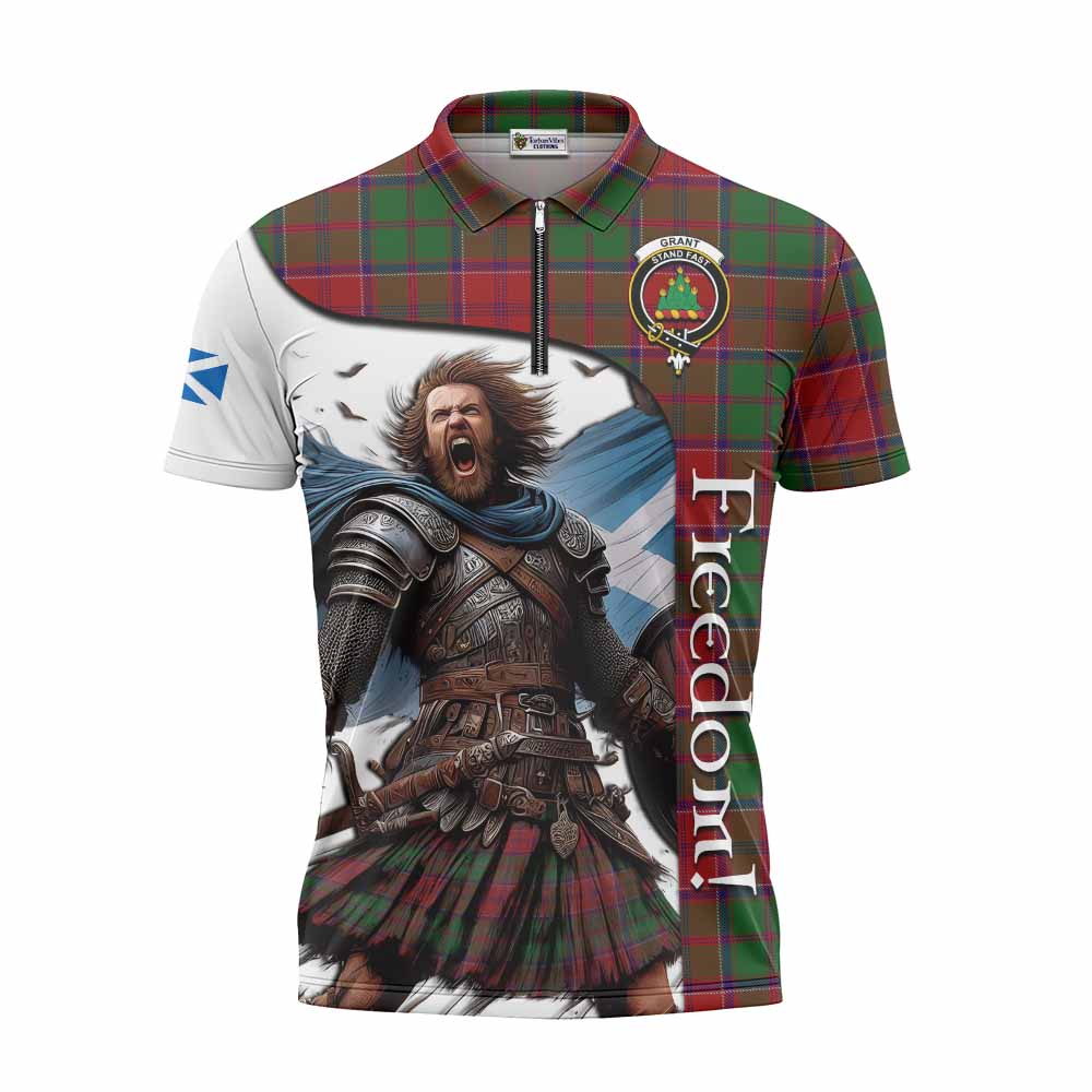 Tartan Vibes Clothing Grant Crest Tartan Zipper Polo Shirt Inspired by the Freedom of Scottish Warrior