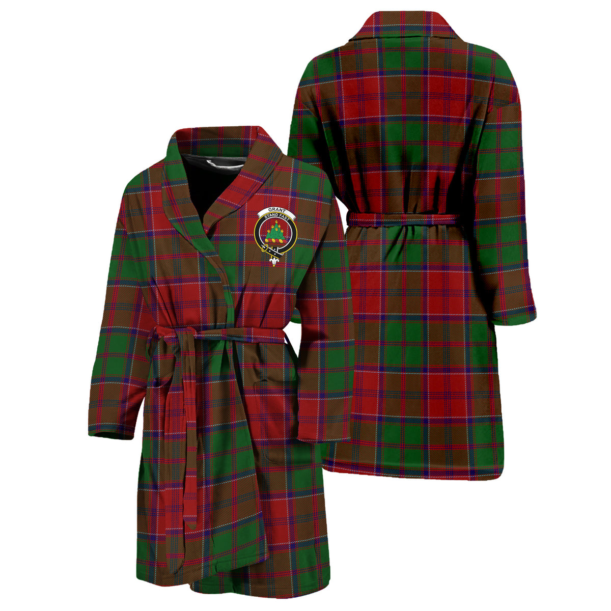 Grant Tartan Bathrobe with Family Crest Unisex S - Tartan Vibes Clothing