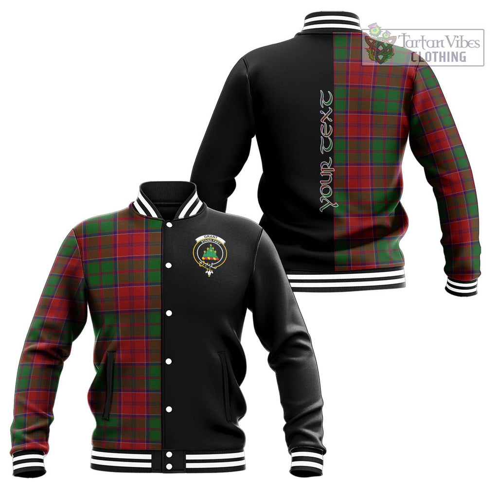 Grant Tartan Baseball Jacket with Family Crest and Half Of Me Style Unisex - Tartanvibesclothing Shop