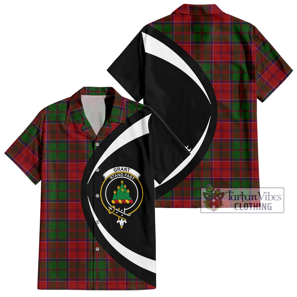 Grant Tartan Short Sleeve Button Up with Family Crest Circle Style Kid - Tartan Vibes Clothing