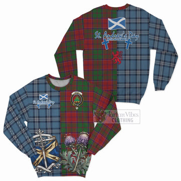 Grant Tartan Sweatshirt Happy St. Andrew's Day Half Tartan Style