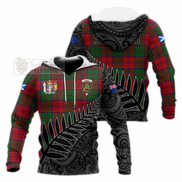 Grant Crest Tartan Knitted Hoodie with New Zealand Silver Fern Half Style