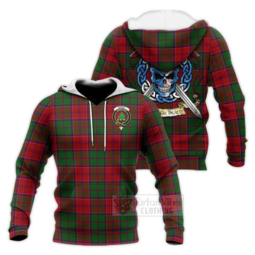 Grant Tartan Knitted Hoodie with Family Crest Celtic Skull Style