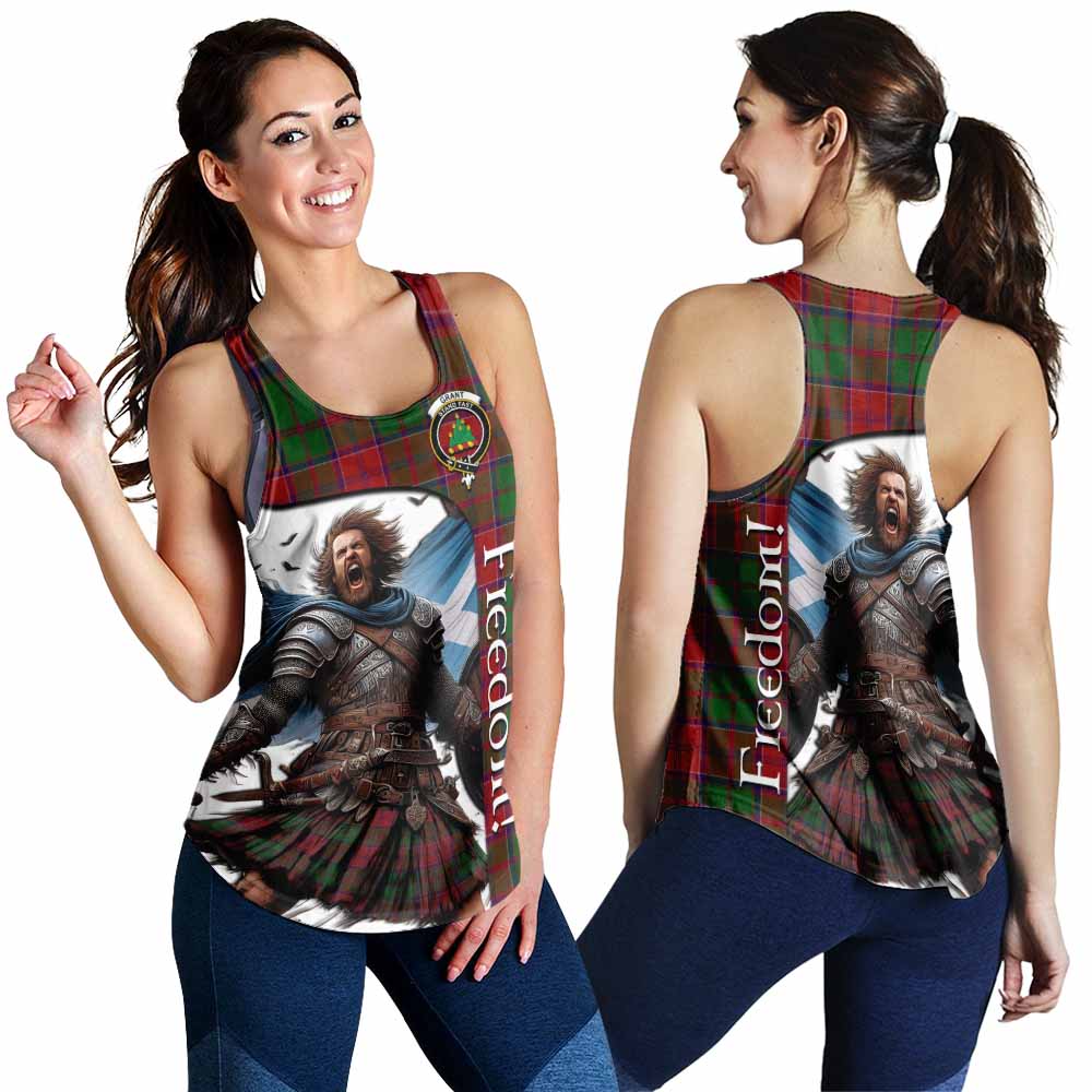 Tartan Vibes Clothing Grant Crest Tartan Women's Racerback Tanks Inspired by the Freedom of Scottish Warrior