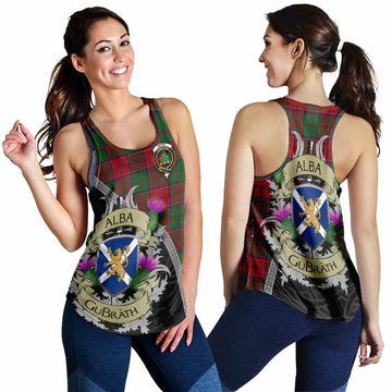 Grant Tartan Family Crest Women's Racerback Tanks Lion Rampant Royal Thistle Shield Celtic Inspired