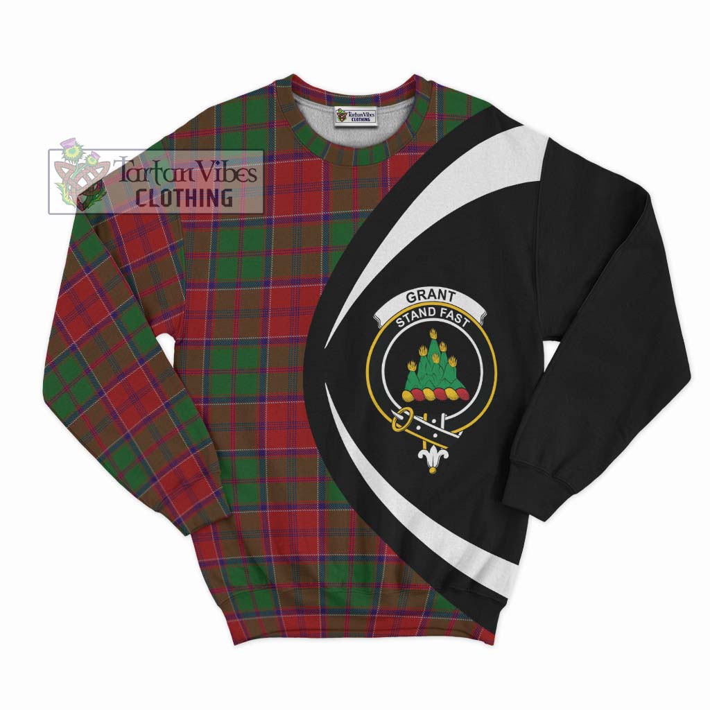 Grant Tartan Sweatshirt with Family Crest Circle Style Unisex - Tartan Vibes Clothing