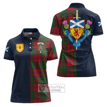 Grant Tartan Women's Polo Shirt Alba with Scottish Lion Royal Arm Half Style