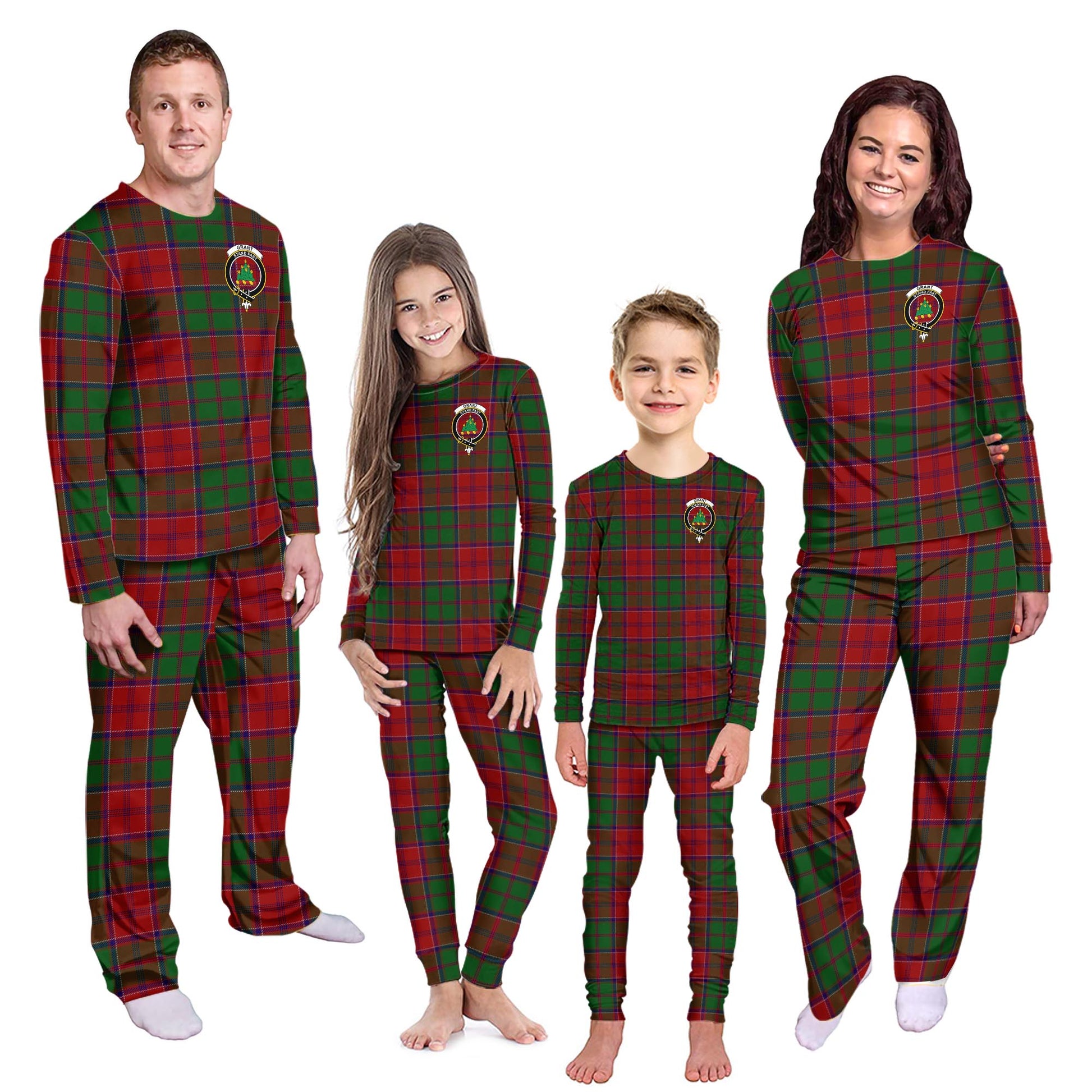 Grant Tartan Pajamas Family Set with Family Crest Kid - Tartan Vibes Clothing