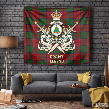 Grant Tartan Tapestry with Clan Crest and the Golden Sword of Courageous Legacy