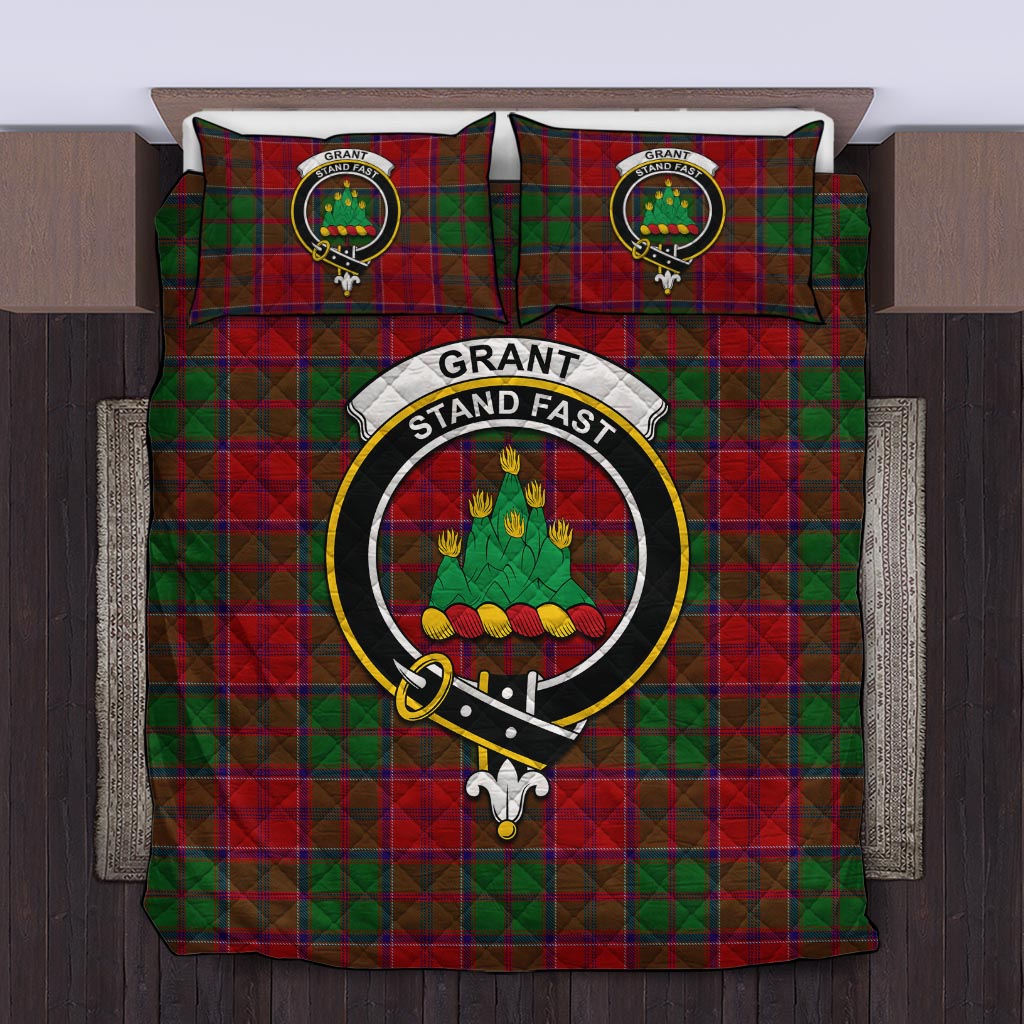 Grant Tartan Quilt Bed Set with Family Crest Twin - Tartan Vibes Clothing