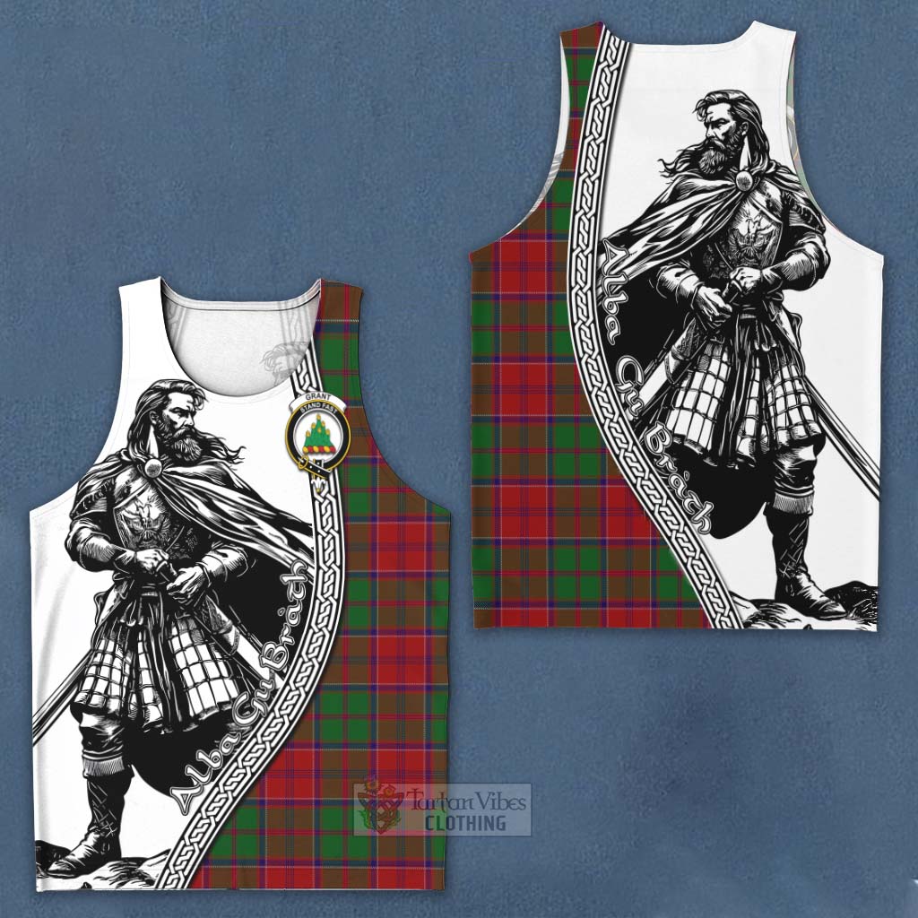 Tartan Vibes Clothing Grant Tartan Clan Crest Men's Tank Top with Highlander Warrior Celtic Style