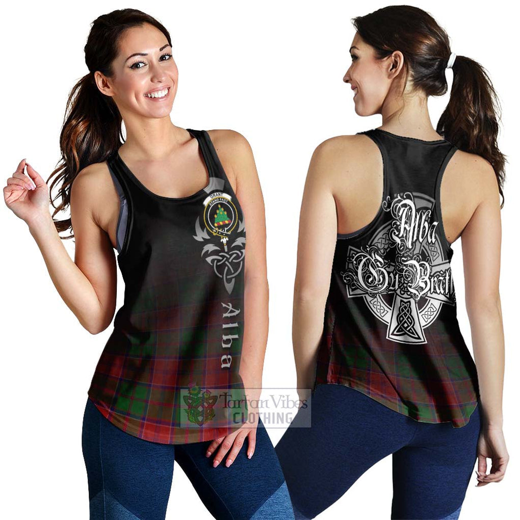 Tartan Vibes Clothing Grant Tartan Women's Racerback Tanks Featuring Alba Gu Brath Family Crest Celtic Inspired