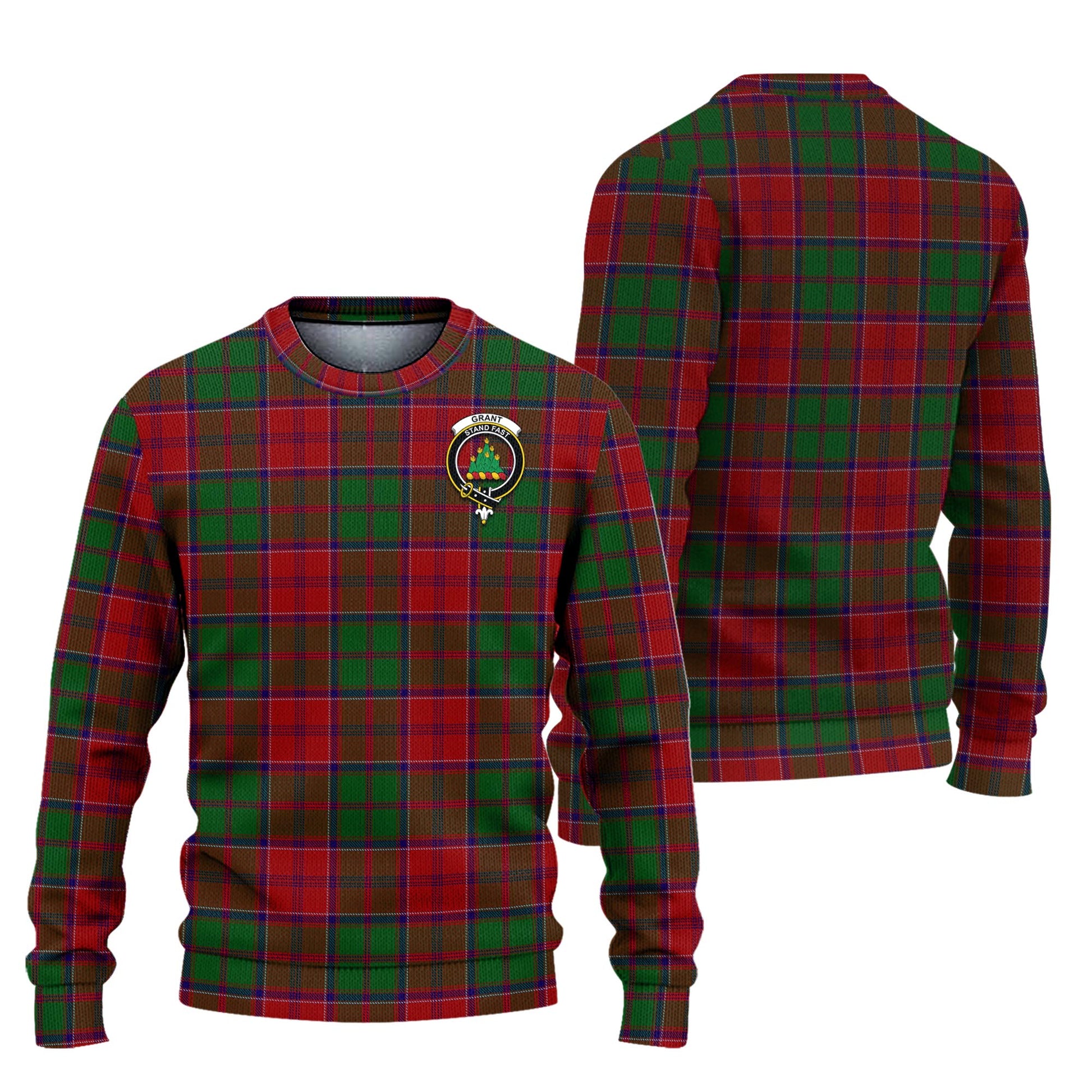 Grant Tartan Knitted Sweater with Family Crest Unisex - Tartanvibesclothing