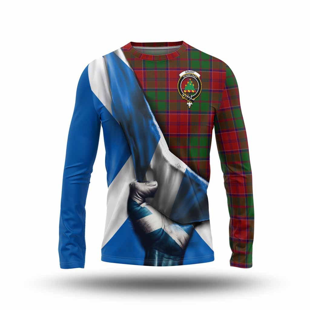 Tartan Vibes Clothing Grant Tartan Long Sleeve T-Shirt with Family Crest Scotland Patriotic Style