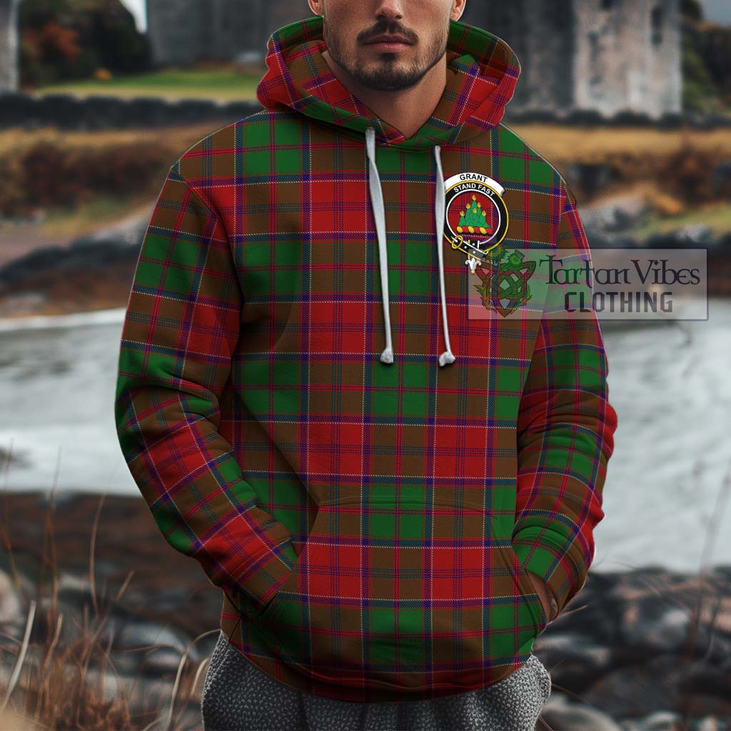 Tartan Vibes Clothing Grant Tartan Cotton Hoodie with Family Crest