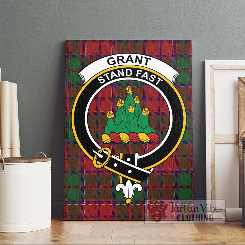 Grant Tartan Canvas Print Wall Art with Family Crest Without Frame - Tartan Vibes Clothing