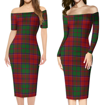 Grant Tartan Off Shoulder Lady Dress Women's Dress - Tartan Vibes Clothing