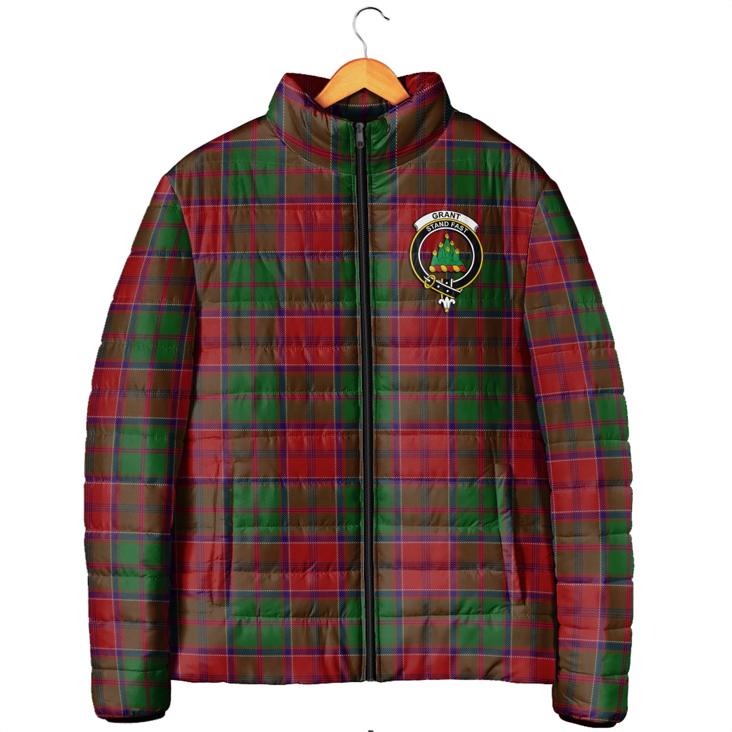 Grant Tartan Padded Jacket with Family Crest Men's Padded Jacket - Tartan Vibes Clothing