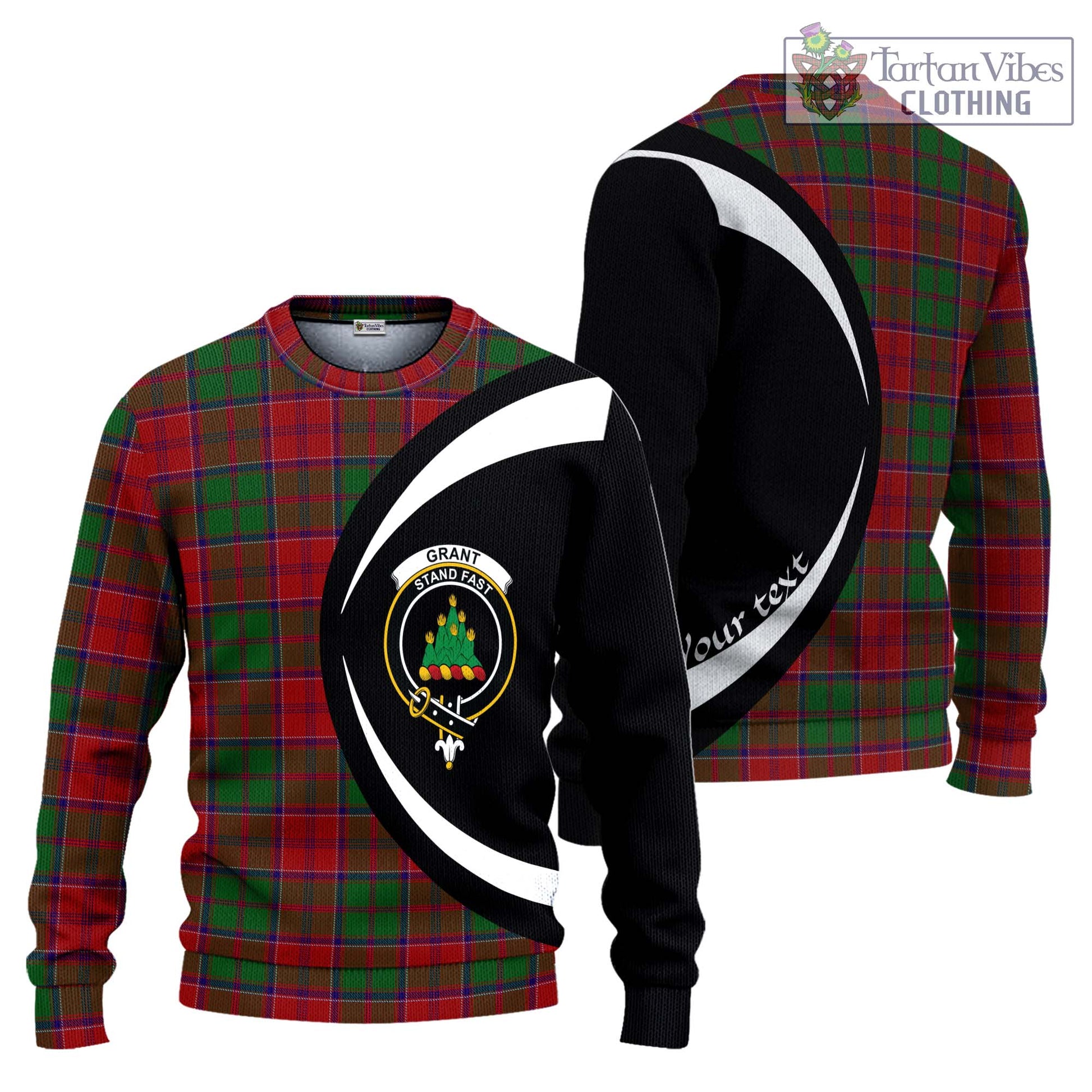 Grant Tartan Ugly Sweater with Family Crest Circle Style Unisex - Tartan Vibes Clothing