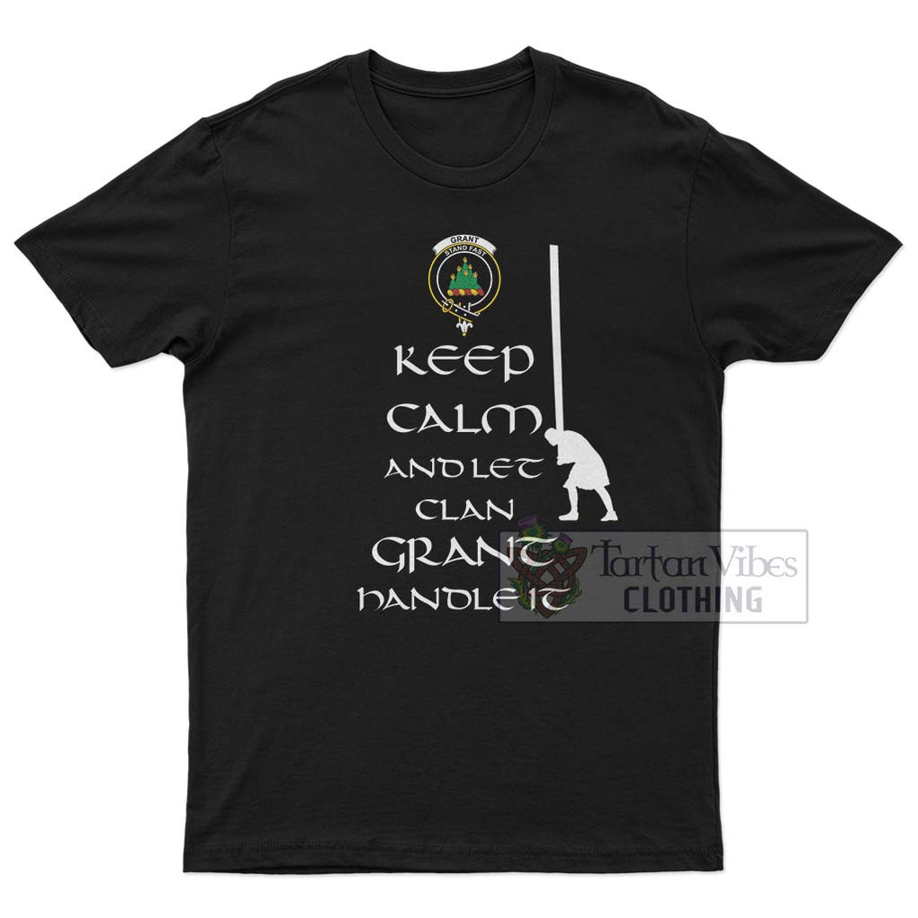 Grant Clan Men's T-Shirt: Keep Calm and Let the Clan Handle It Caber Toss Highland Games Style White - 2D-tartanvibesclothing