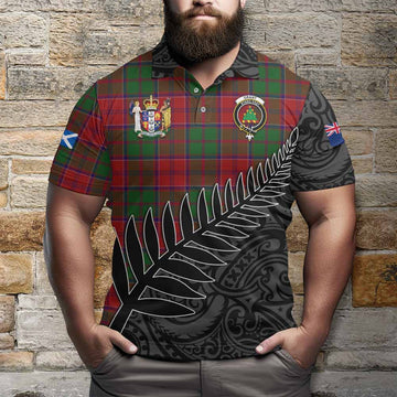 Grant Crest Tartan Polo Shirt with New Zealand Silver Fern Half Style