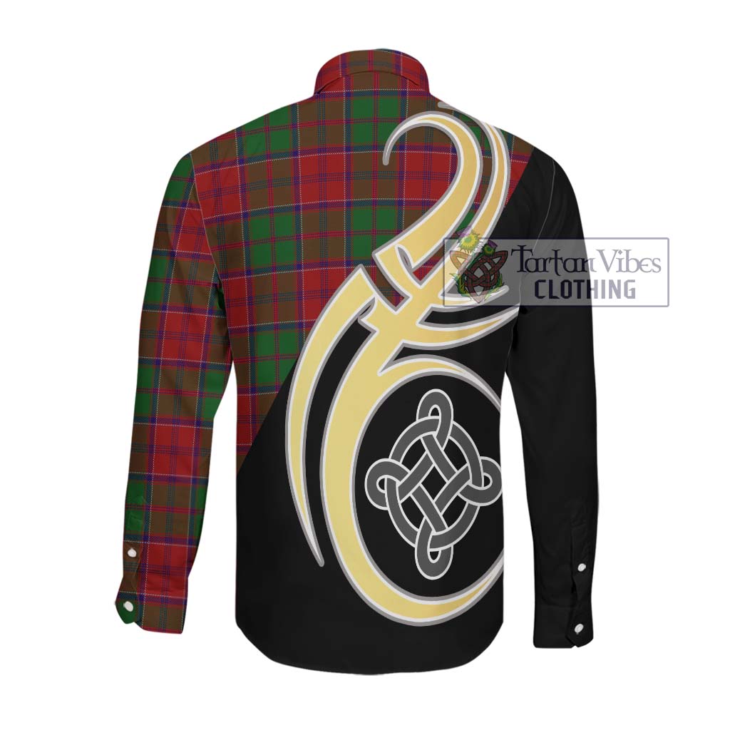 Grant Tartan Long Sleeve Button Shirt with Family Crest and Celtic Symbol Style Men's Shirt - Tartan Vibes Clothing