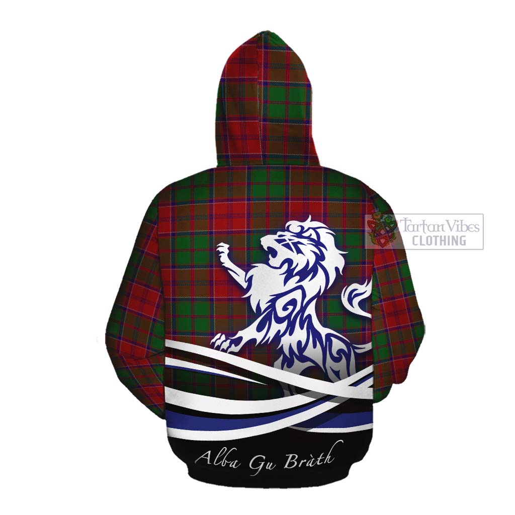 Tartan Vibes Clothing Grant Tartan Cotton Hoodie with Alba Gu Brath Regal Lion Emblem