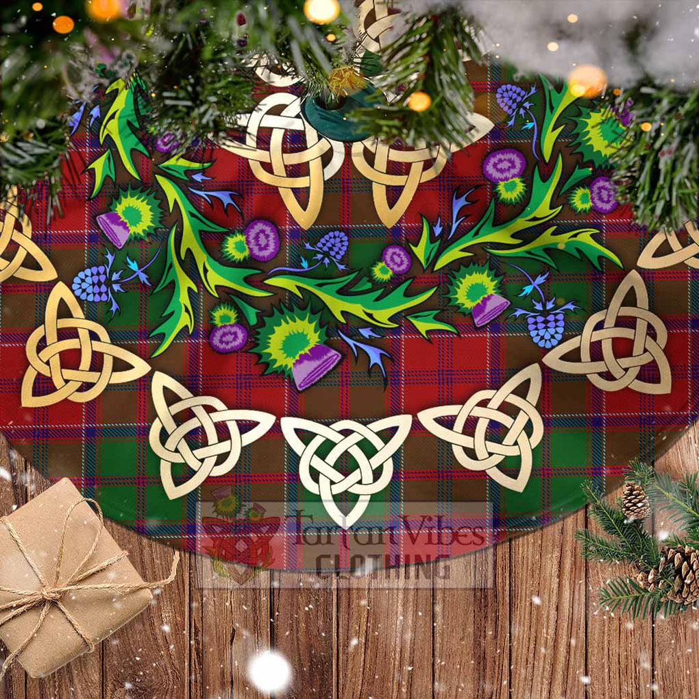 Tartan Vibes Clothing Grant Tartan Christmas Tree Skirt with Thistle Celtic Knot Style