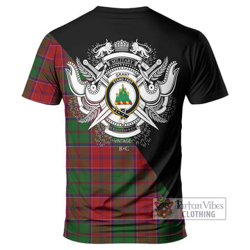 Grant Tartan T-Shirt with Family Crest and Military Logo Style