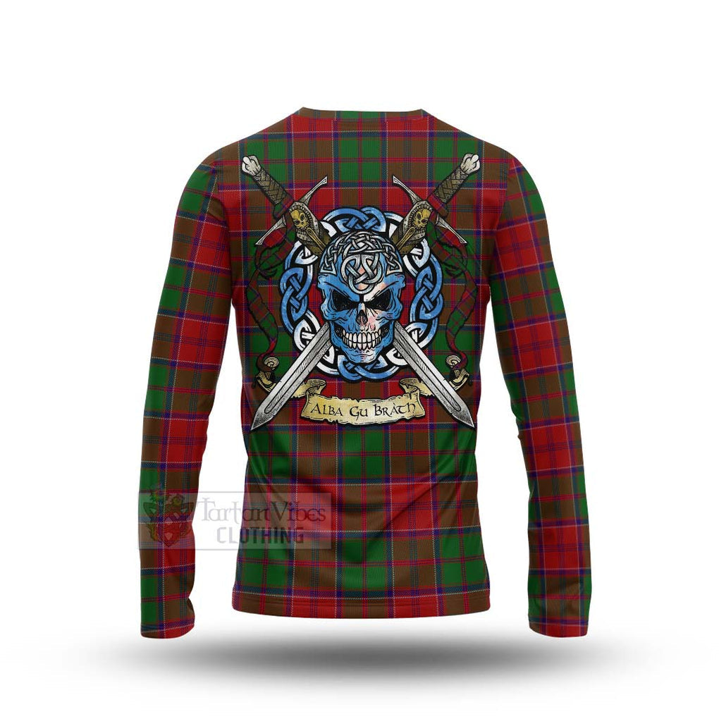 Tartan Vibes Clothing Grant Tartan Long Sleeve T-Shirt with Family Crest Celtic Skull Style