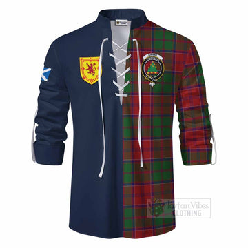 Grant Tartan Ghillie Kilt Shirt Alba with Scottish Lion Royal Arm Half Style