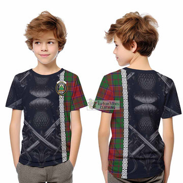 Grant Tartan Kid T-Shirt with Family Crest Cross Sword Thistle Celtic Vibes