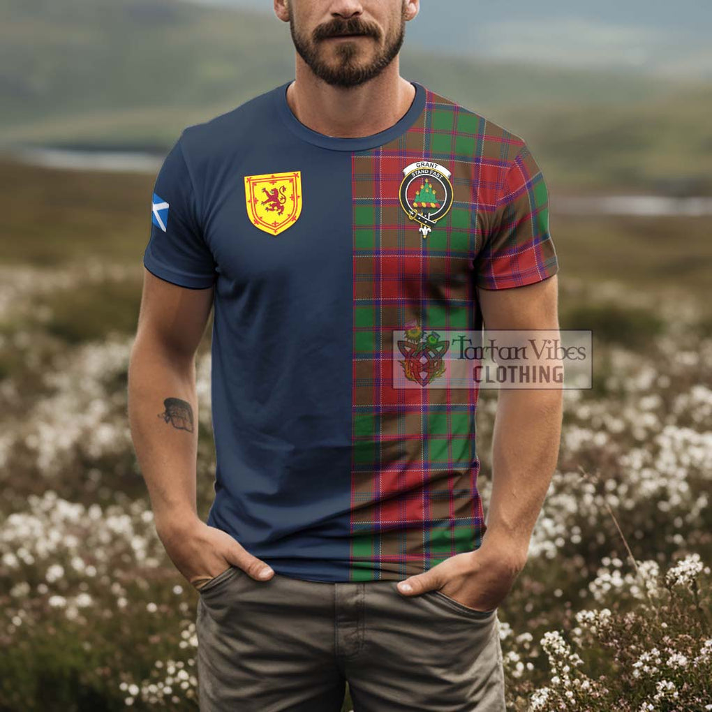 Tartan Vibes Clothing Grant Tartan T-Shirt Alba with Scottish Lion Royal Arm Half Style