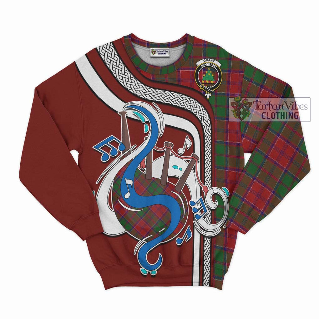 Tartan Vibes Clothing Grant Tartan Sweatshirt with Epic Bagpipe Style