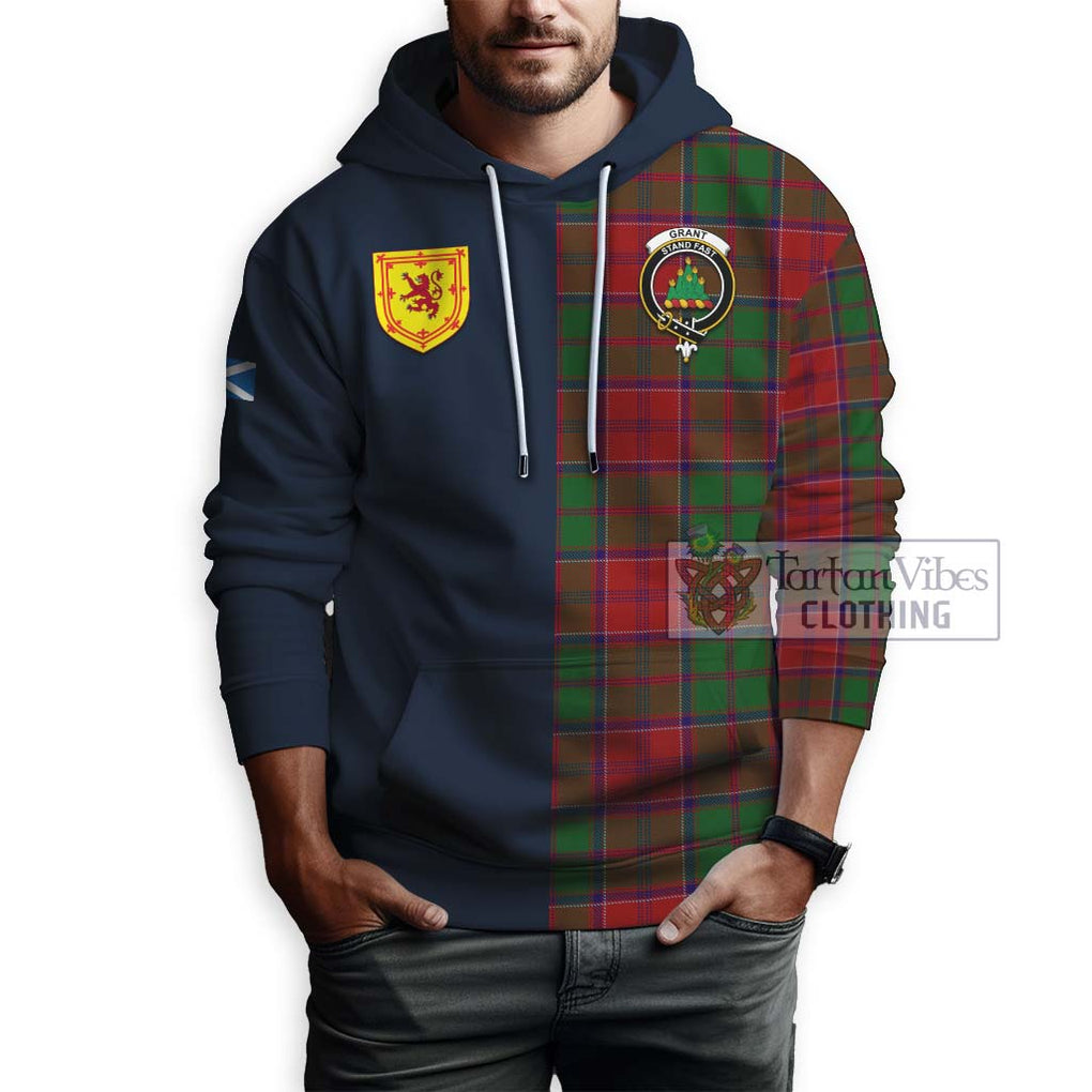 Tartan Vibes Clothing Grant Tartan Hoodie with Scottish Lion Royal Arm Half Style